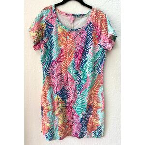 LILLY PULITZER SANIBEL Electric Cottagecore Short Sleeve Shirt Dress Women Large